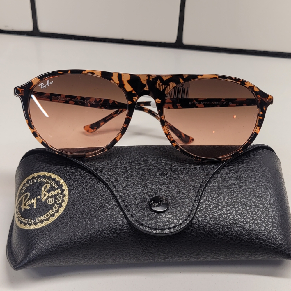 Ray-Ban RB2215F Polished Havana Red Turtle Print Sunglasses